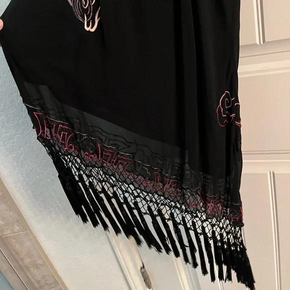 Sue Wong Black Dress with Red Embroidery - Picture 6 of 8